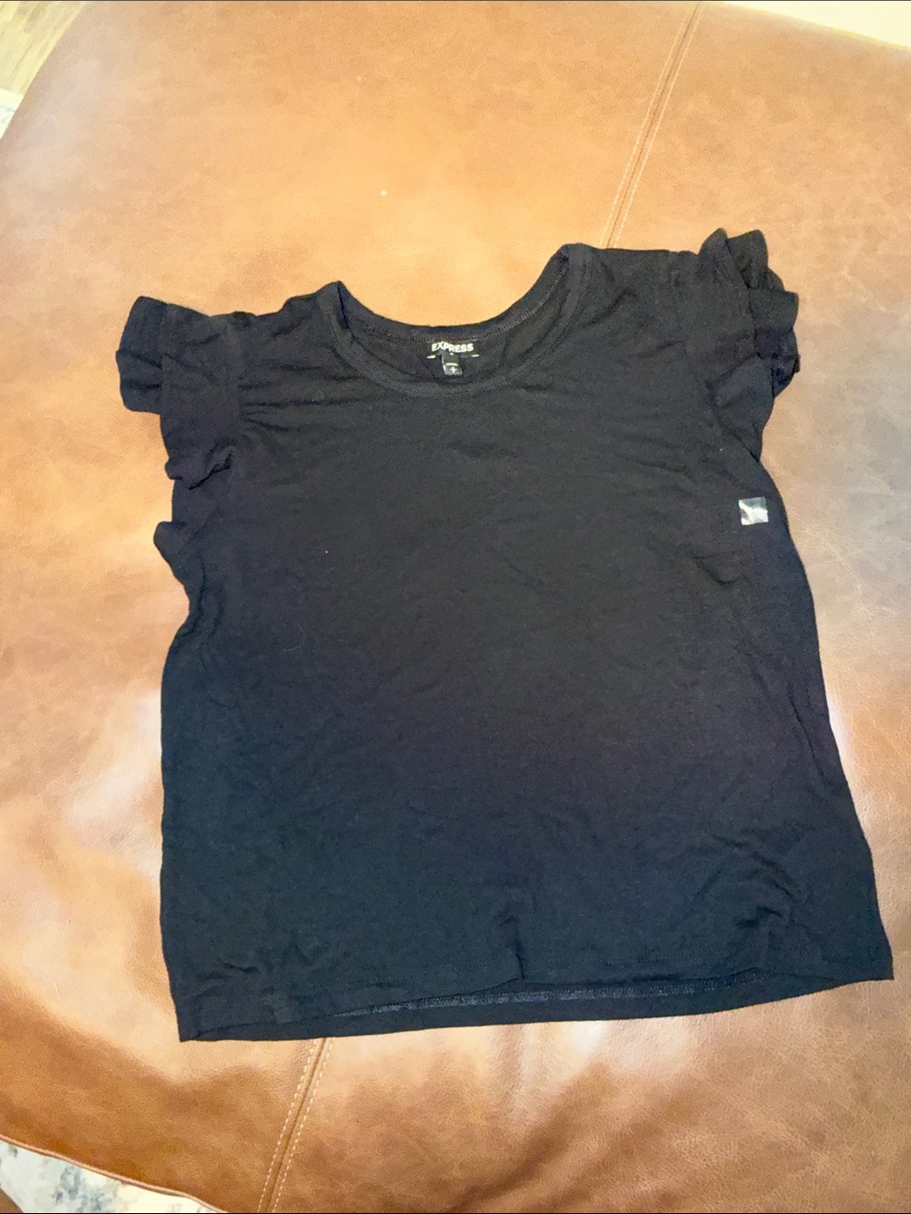 Express Black Ruffle Sleeve Tee